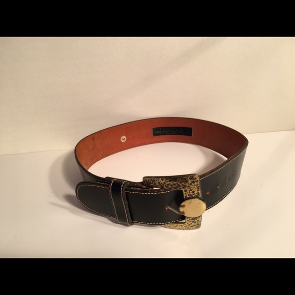 1980\'s Vintage Black Leather Belt Daniel Y. 30-33 main image 4