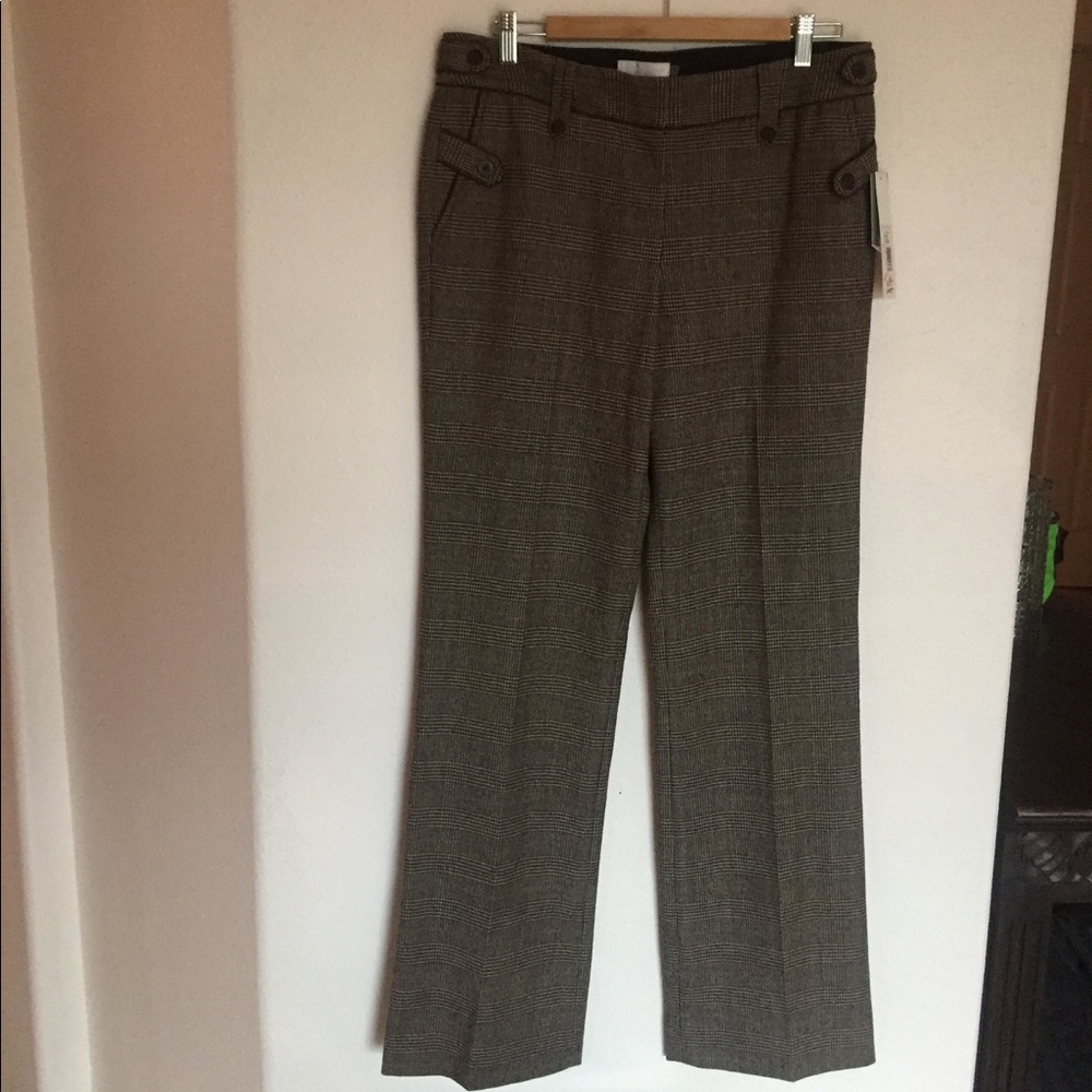 Badgley Mischka Brown Tweed Trousers size 12