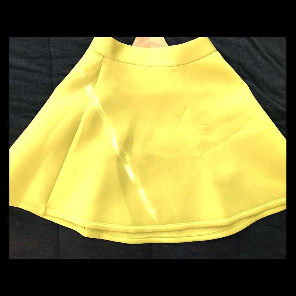 Lemon yellow very cute high waist skater skirt