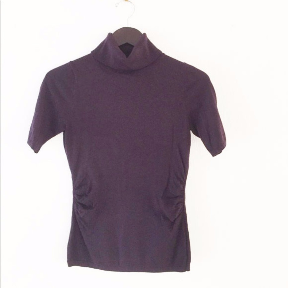 Ann Taylor side rouched turtleneck sweater-Purple