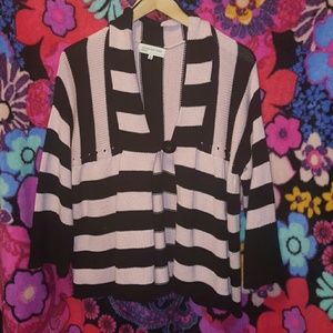 Like New... Pink and black striped cardigan