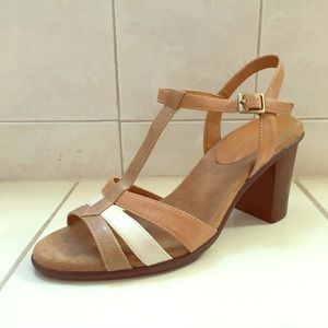 Strappy Faux Leather Chunky Heels