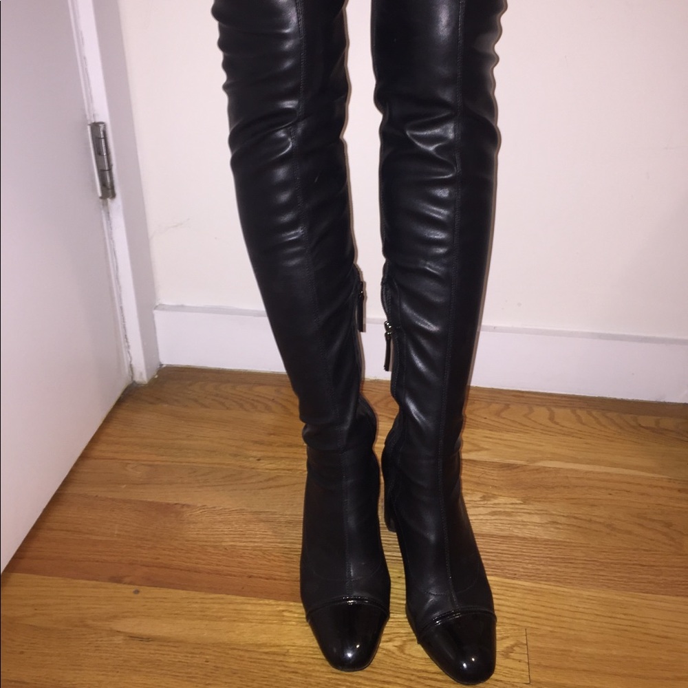 Over the knee faux leather boots