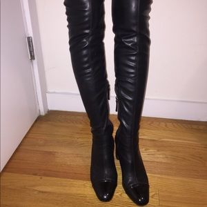 Over the knee faux leather boots