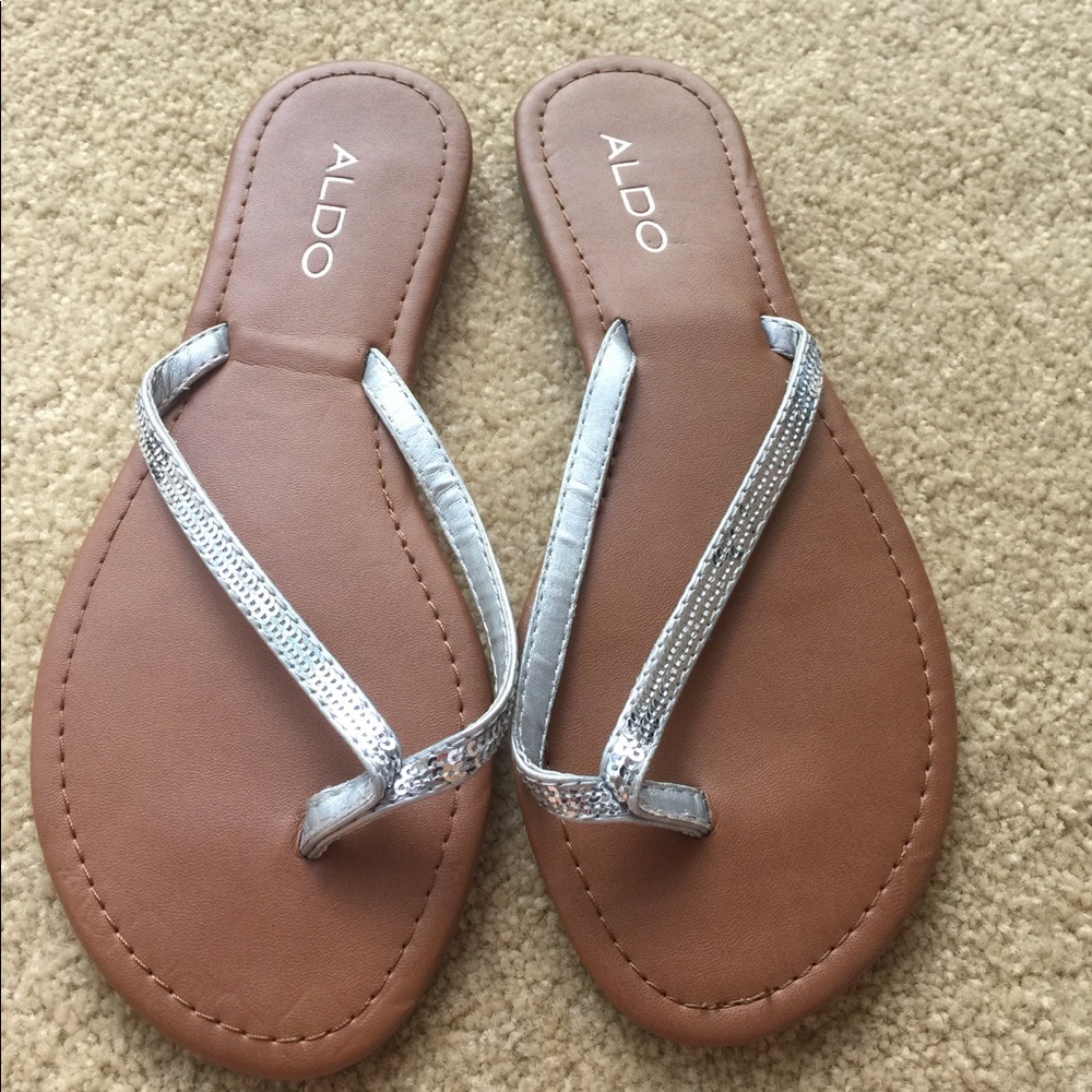 Aldo silver sequin sandals size 6.5