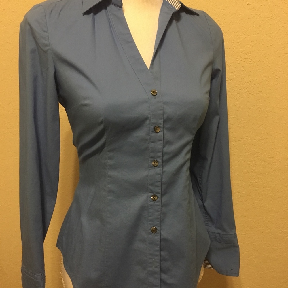 Express light blue button down long sleeve top