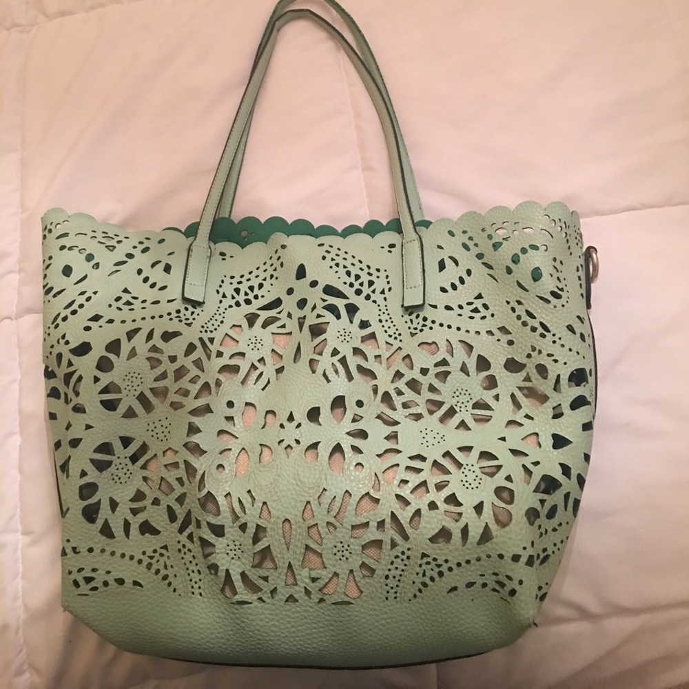 Also laser cut tote purse