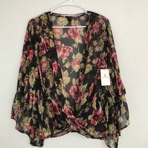 NWT Volcom Ruffle Feather Long Sleeve Shirt