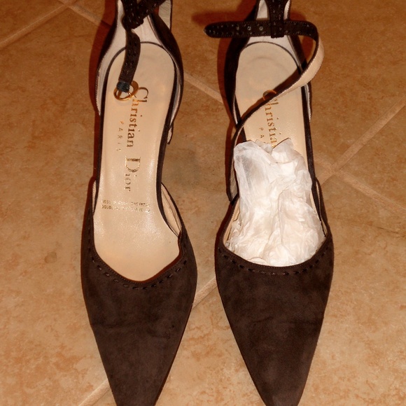 Vintage Brown Suede Christian Dior Stilettos Sz 8 - Picture 2 of 3