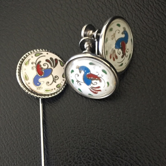 Vintage Distelfink Stickpin & Earrings Set - Picture 3 of 6
