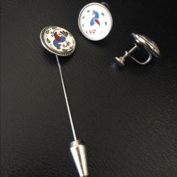 Vintage Distelfink Stickpin & Earrings Set - Picture 4 of 6