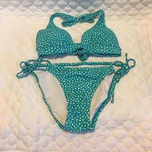 Teal stars Victoria's Secret bikini top and bottom