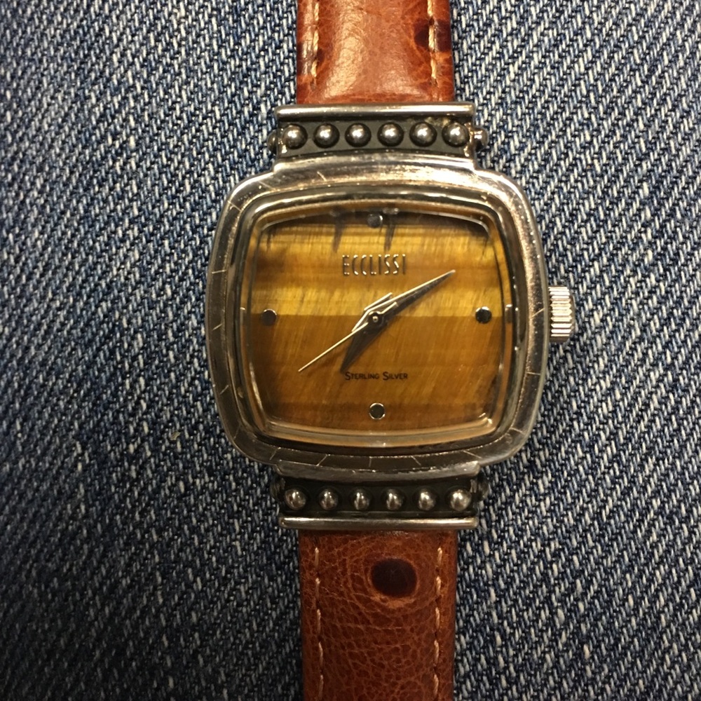 Ecclissi Tigers Eye Sterling Silver Watch