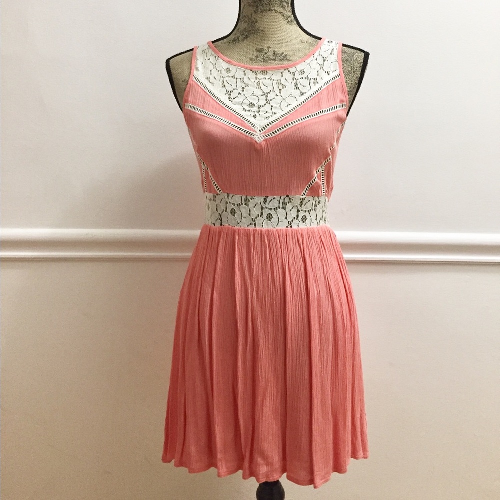YA Los Angeles Lace Detail Coral Dress