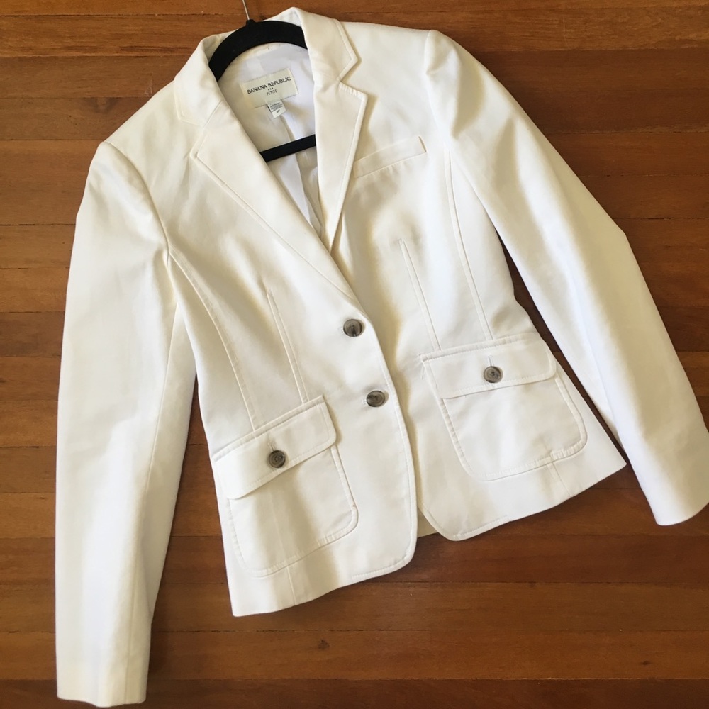 Banana Republic White Blazer Petite