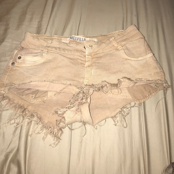 Tan Brandy Melville jean shorts - Picture 1 of 3