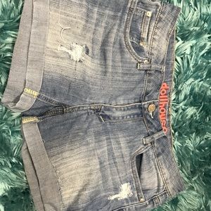 Light wash denim shorts