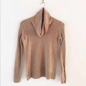 Ann Taylor sweater w/ gold zipper detail-Camel