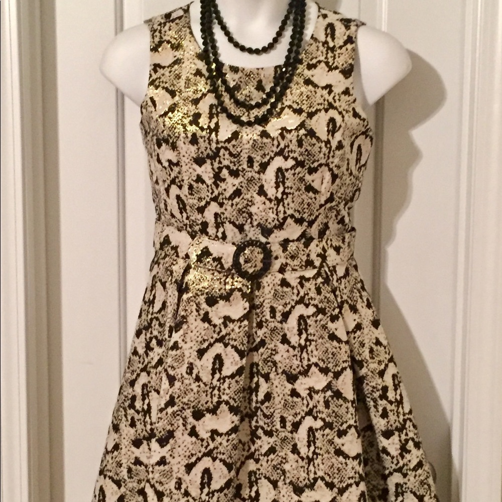 Nine West belted & flared leopard dress
