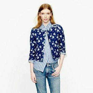 J. Crew Indigo Floral Quilted Jacket