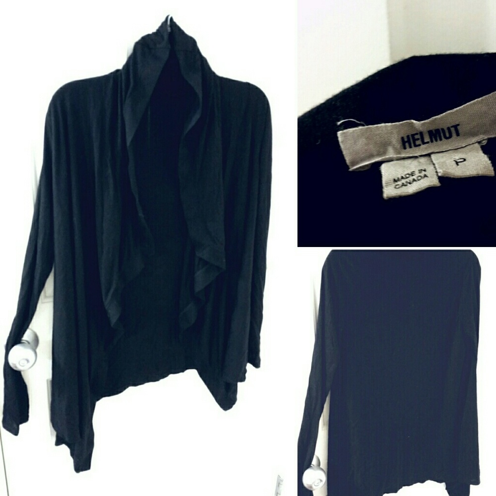 Helmut Light Weight Black Draped Cardigan