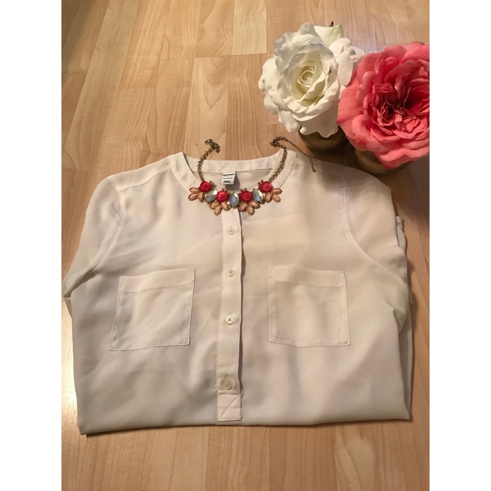 Cream long sleeved blouse
