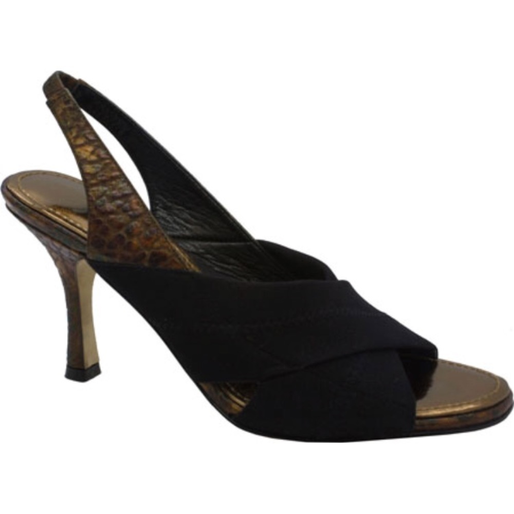 J. Renee Massey Black Open Toe Sling Back Heels