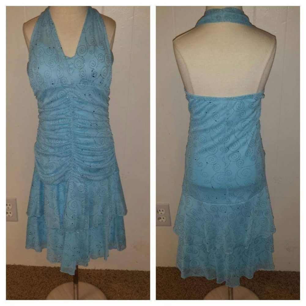 Blue sparkly cocktail dress for dance or pageants
