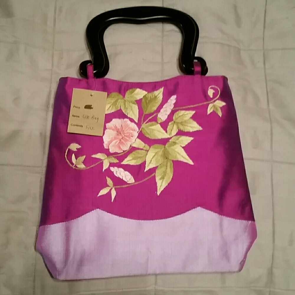 Magenta Floral Silk Bag