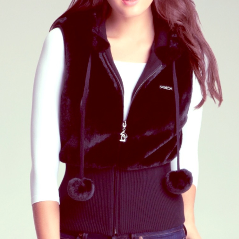 Bebe black fur vest