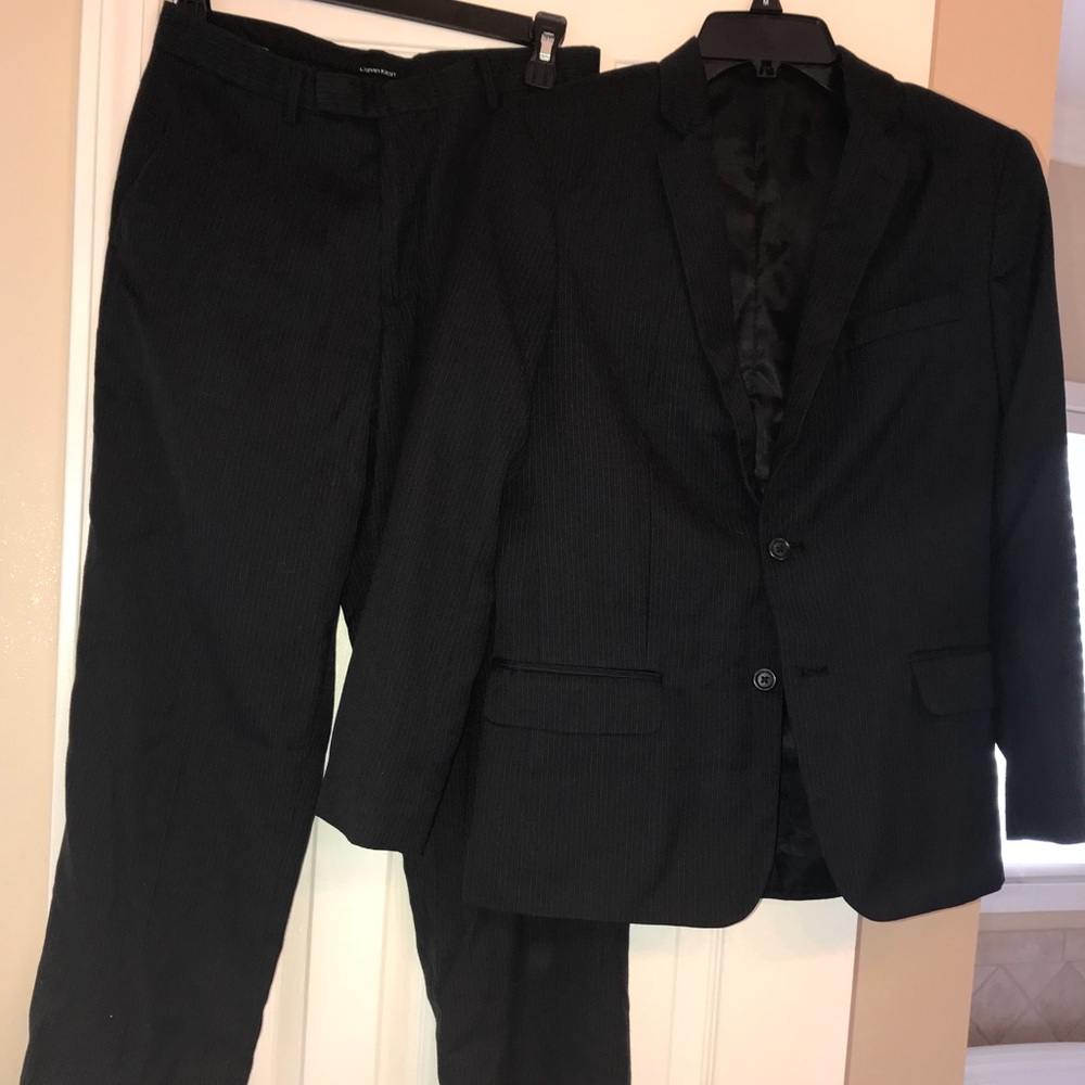 Boys Calvin Klein Black Stripe suit