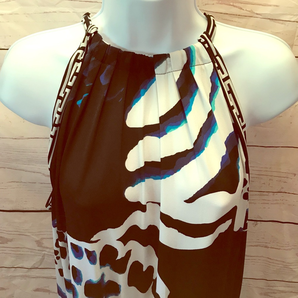 WH|BM Black, Teal, White Leopard Dress Sz XL