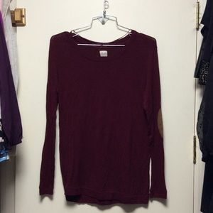 Zara sweater top red burgundy with elbow pads S