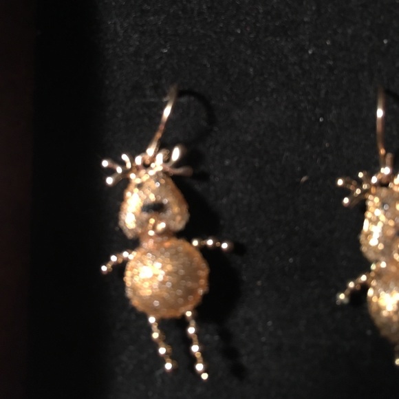 gold reindeer with fishhook back earrings - Picture 2 of 3