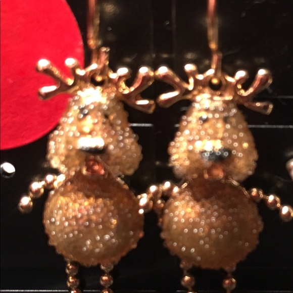 gold reindeer with fishhook back earrings - Picture 3 of 3