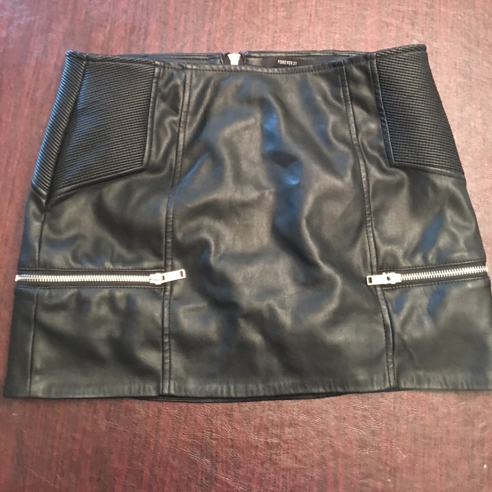 Black faux leather skirt