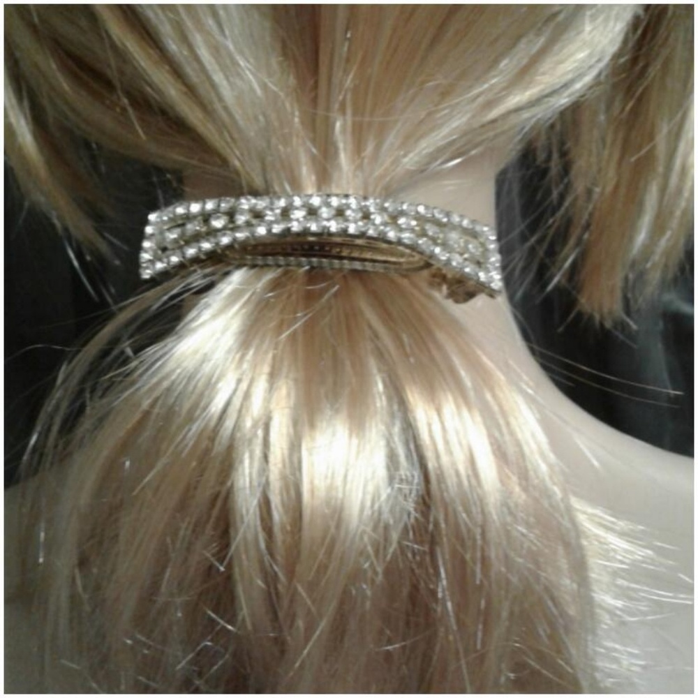 Silver rhinestone barrette hair clip