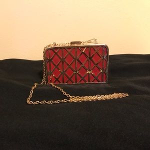 Metal and leather mini party purse