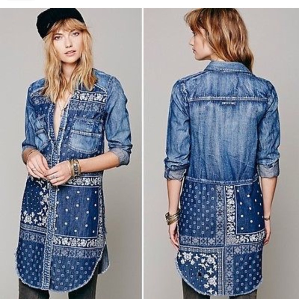 Free People Bandana Button Down Top