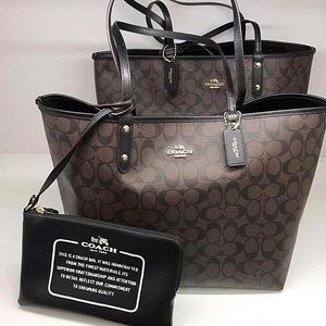 Coach large City Tote Reversible (black and brown)