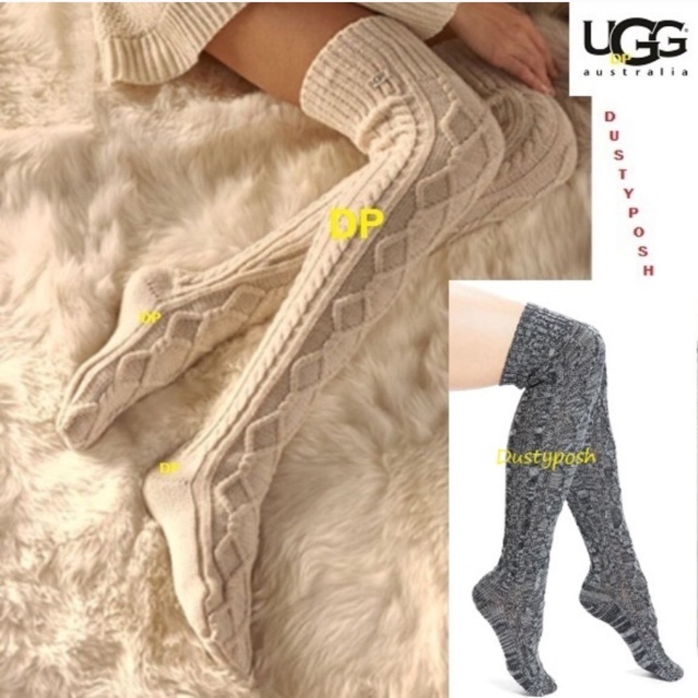 UGG Cable Knit Over The Knee Socks Thigh High Boot Discontinued School Cosplay - Picture 4 of 8