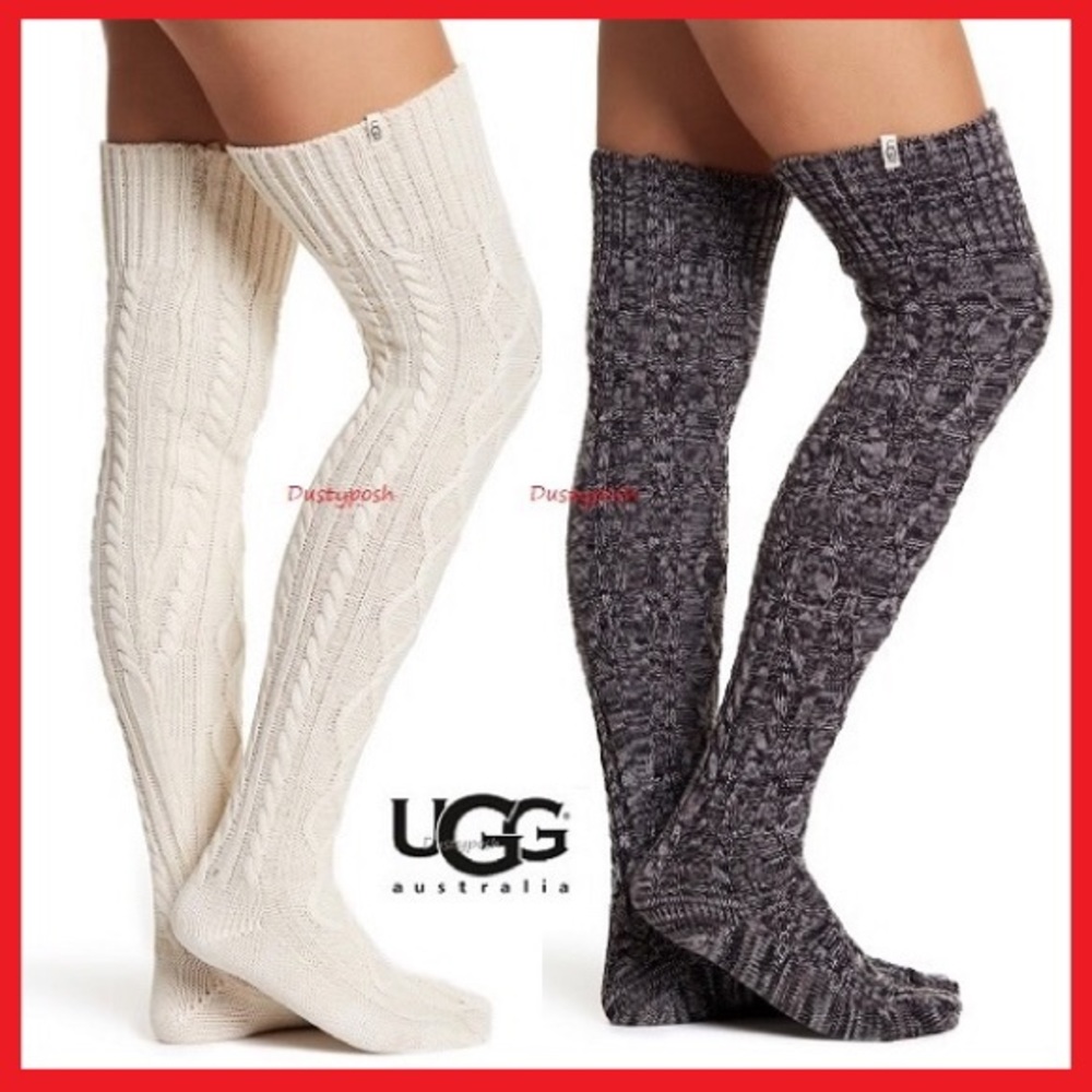 UGG Cable Knit Over The Knee Socks Thigh High Boot Discontinued School Cosplay - Picture 7 of 8