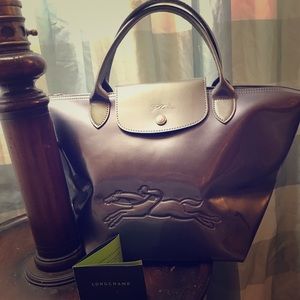 Longchamp Gunmetal  gray metallic Tote