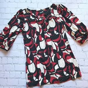 INC Women's Red, Black & Gold Tunic Sz XL