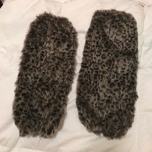 Faux fur leopard/cheetah print leg warmers