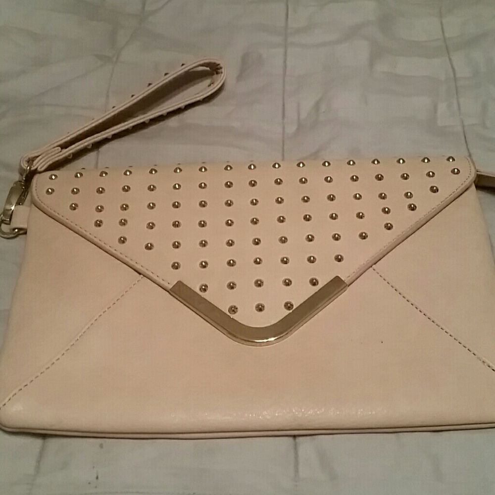 Studded Blush Wristlet Clutch