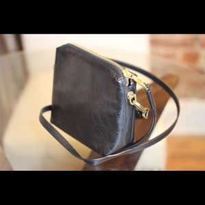 Fossil black leather cross body bag!