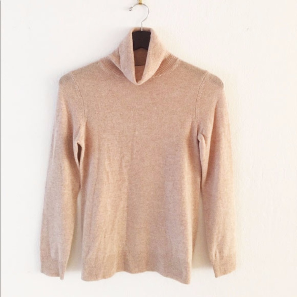 Ann Taylor Cashmere turtleneck sweater-Camel