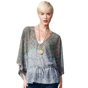 Cabi Arts Tunic Top W/ Drop Waist Kimono Sleeve