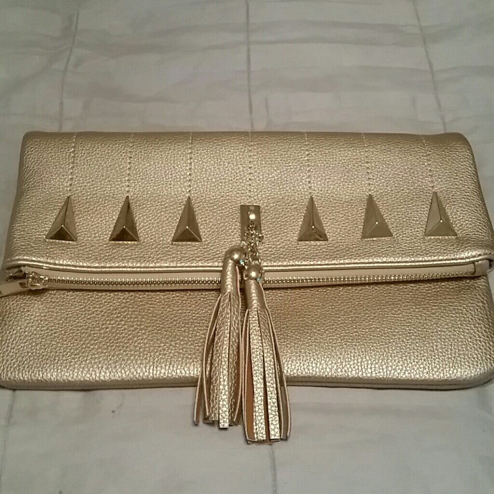 Matte Gold Studded Clutch